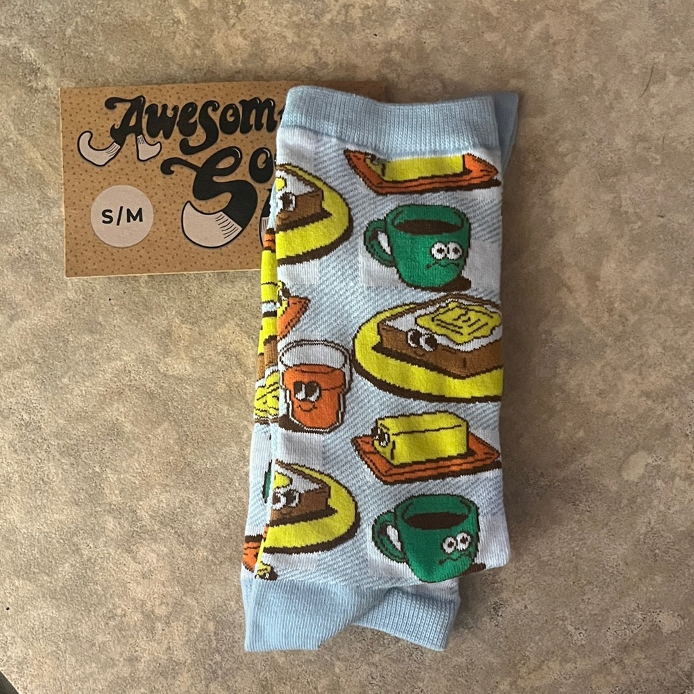 Brand New Awesome Socks Breakfast Themed small/ medium